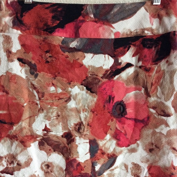 Watercolor Floral Print Pencil Skirt Coral - Picture 2 of 6